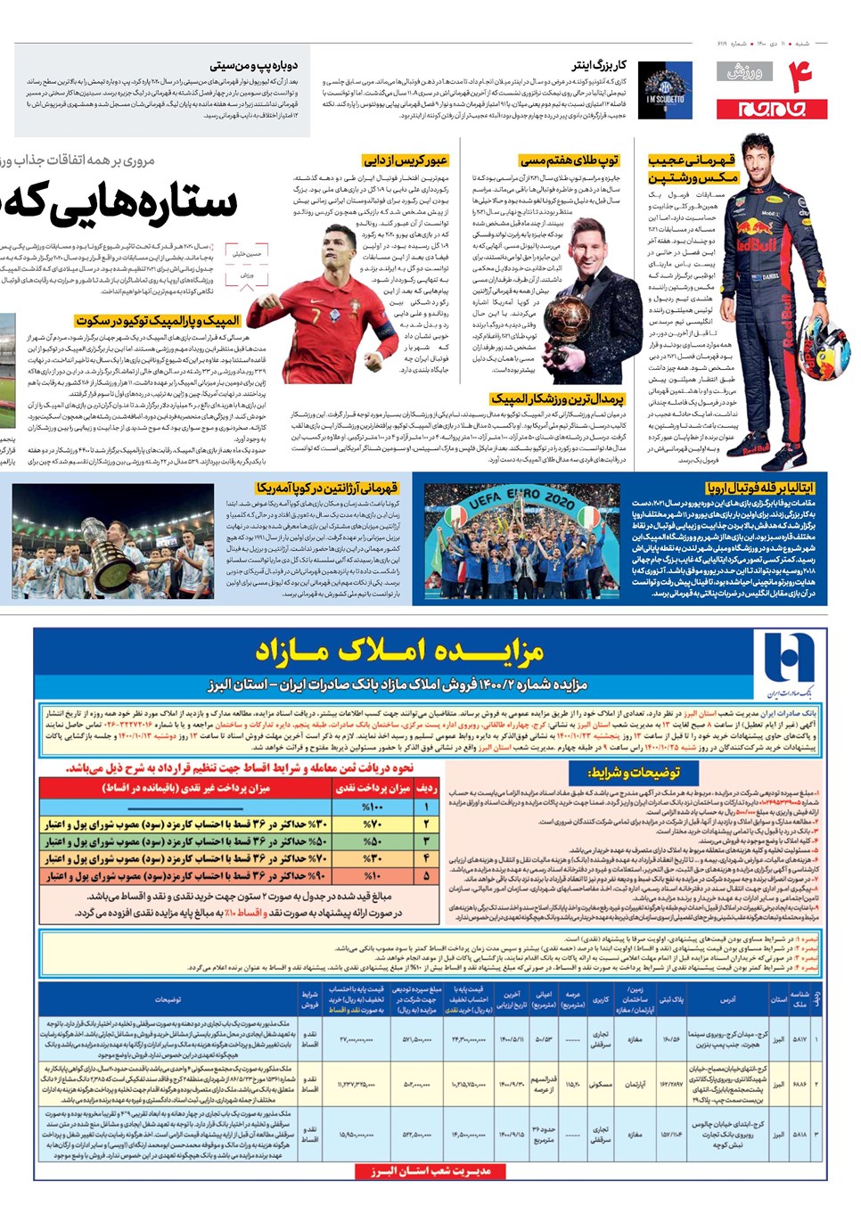 روزنامه تاریخ ۱۱ دی ۱۴۰۰