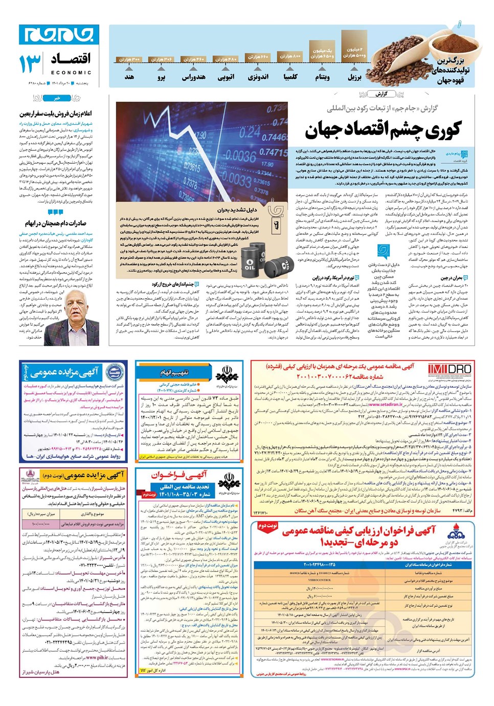 روزنامه تاریخ ۲۰ مرداد ۱۴۰۱