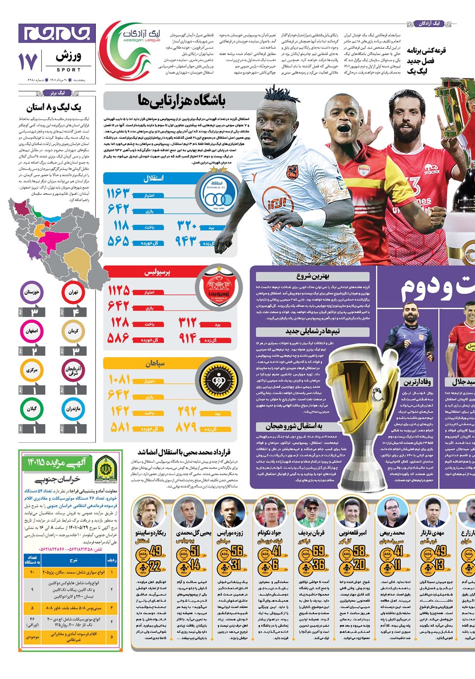 روزنامه تاریخ ۲۰ مرداد ۱۴۰۱