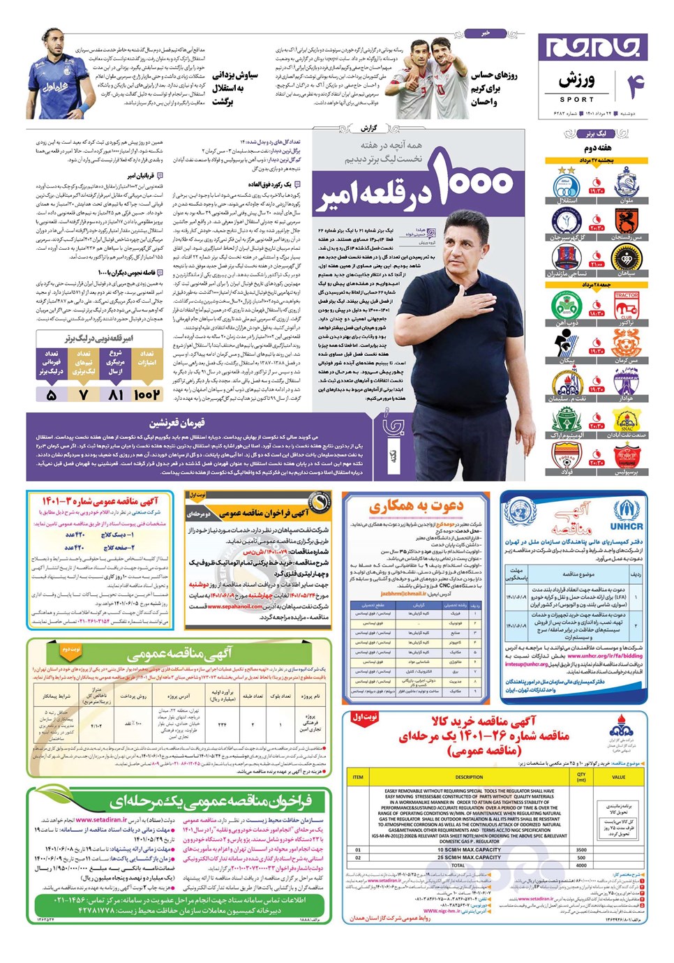 روزنامه تاریخ ۲۴ مرداد ۱۴۰۱