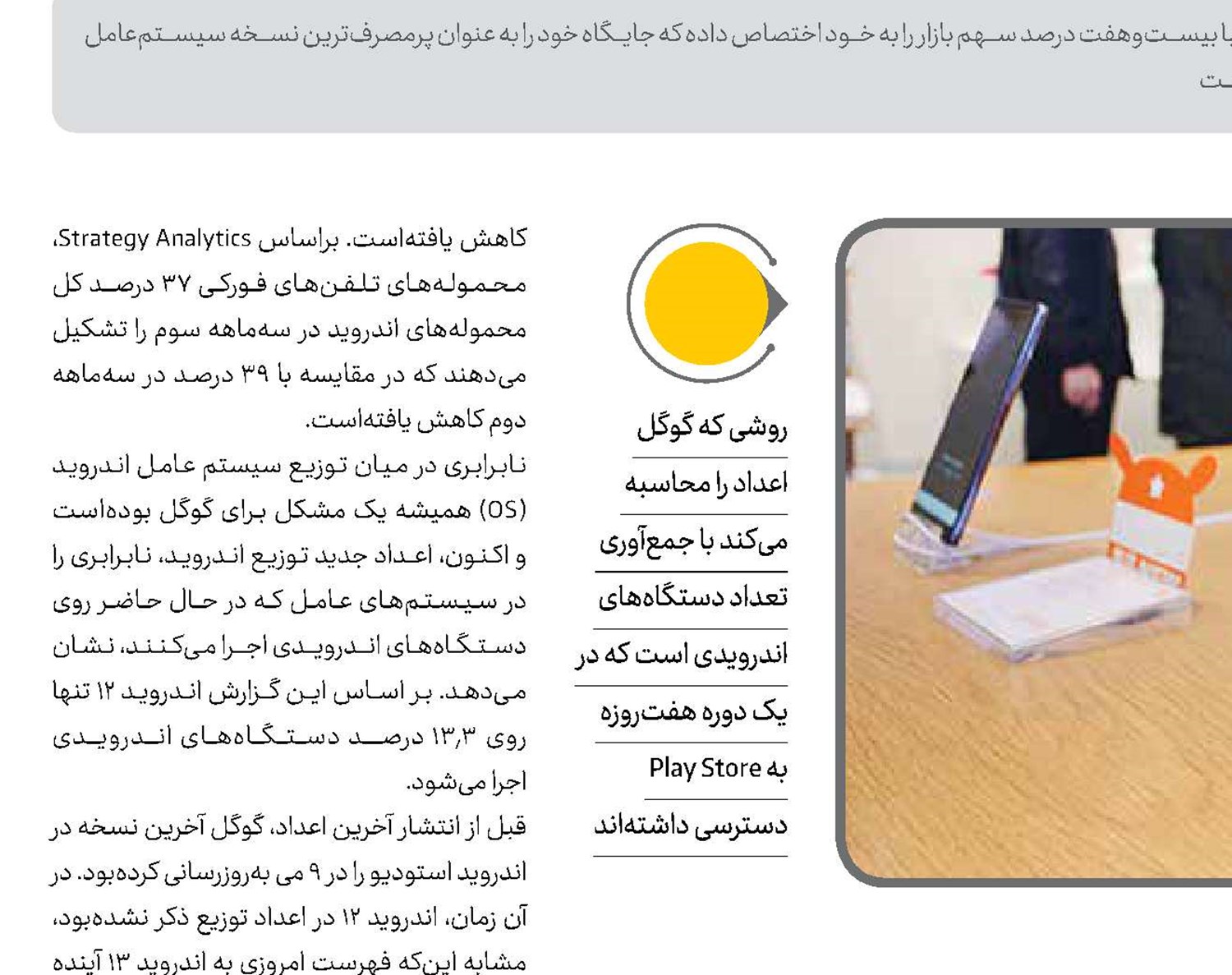 یک‌هشتم اندروید دراختیار نسخه دوازده است