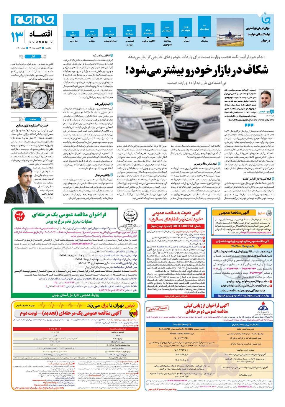 روزنامه تاریخ ۱۳ شهریور ۱۴۰۱