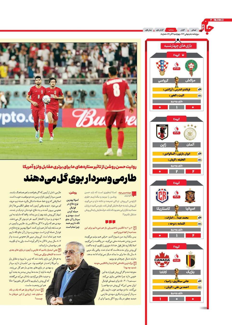 روزنامه تاریخ ۲ آذر ۱۴۰۱