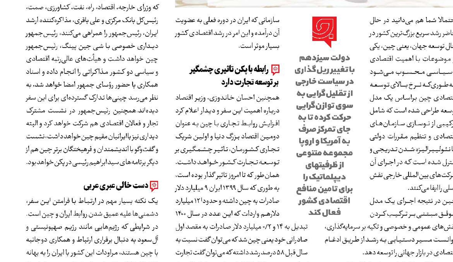 ایران و چین برای گسترش روابط، معطل تحریم نیستند