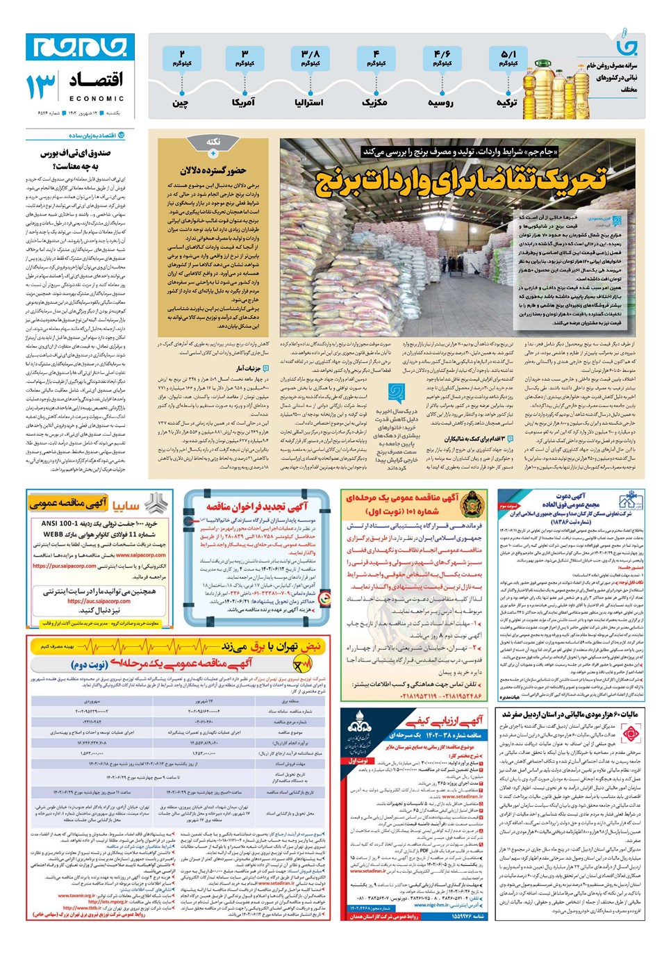 روزنامه تاریخ ۱۲ شهریور ۱۴۰۲