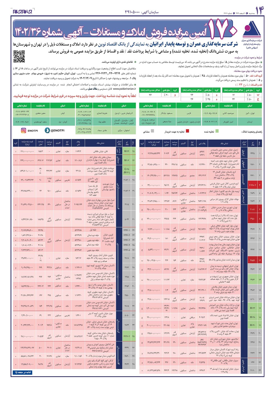 روزنامه تاریخ ۱ اسفند ۱۴۰۲