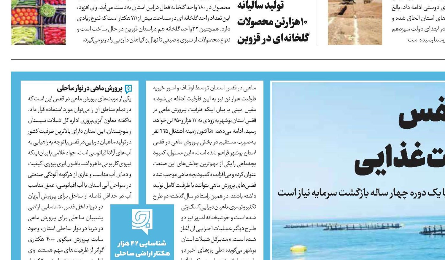 پرورش ماهی در قفس تحولی در تامین و امنیت غذایی