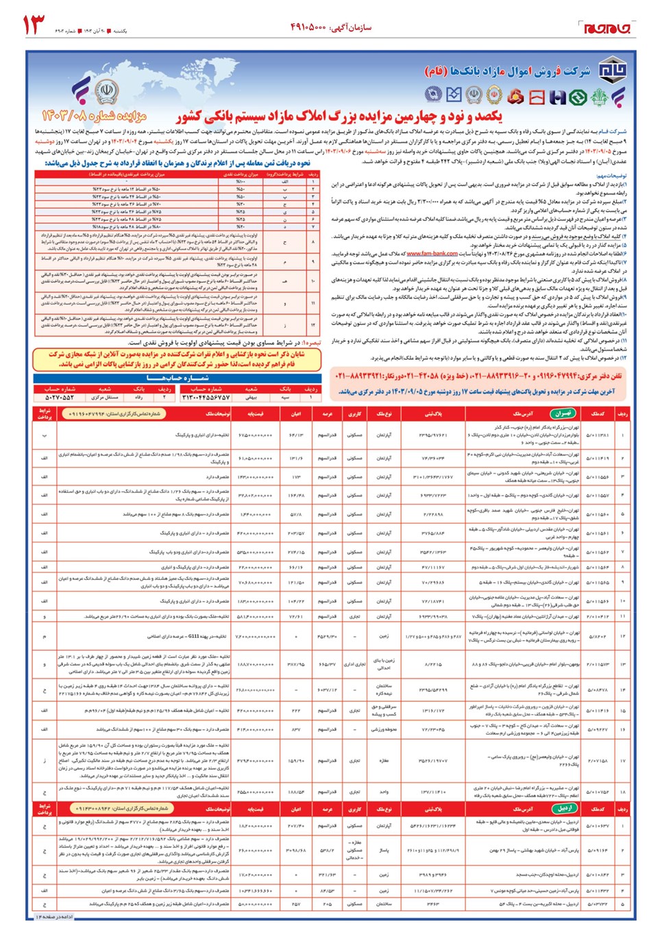 روزنامه تاریخ ۲۰ آبان ۱۴۰۳