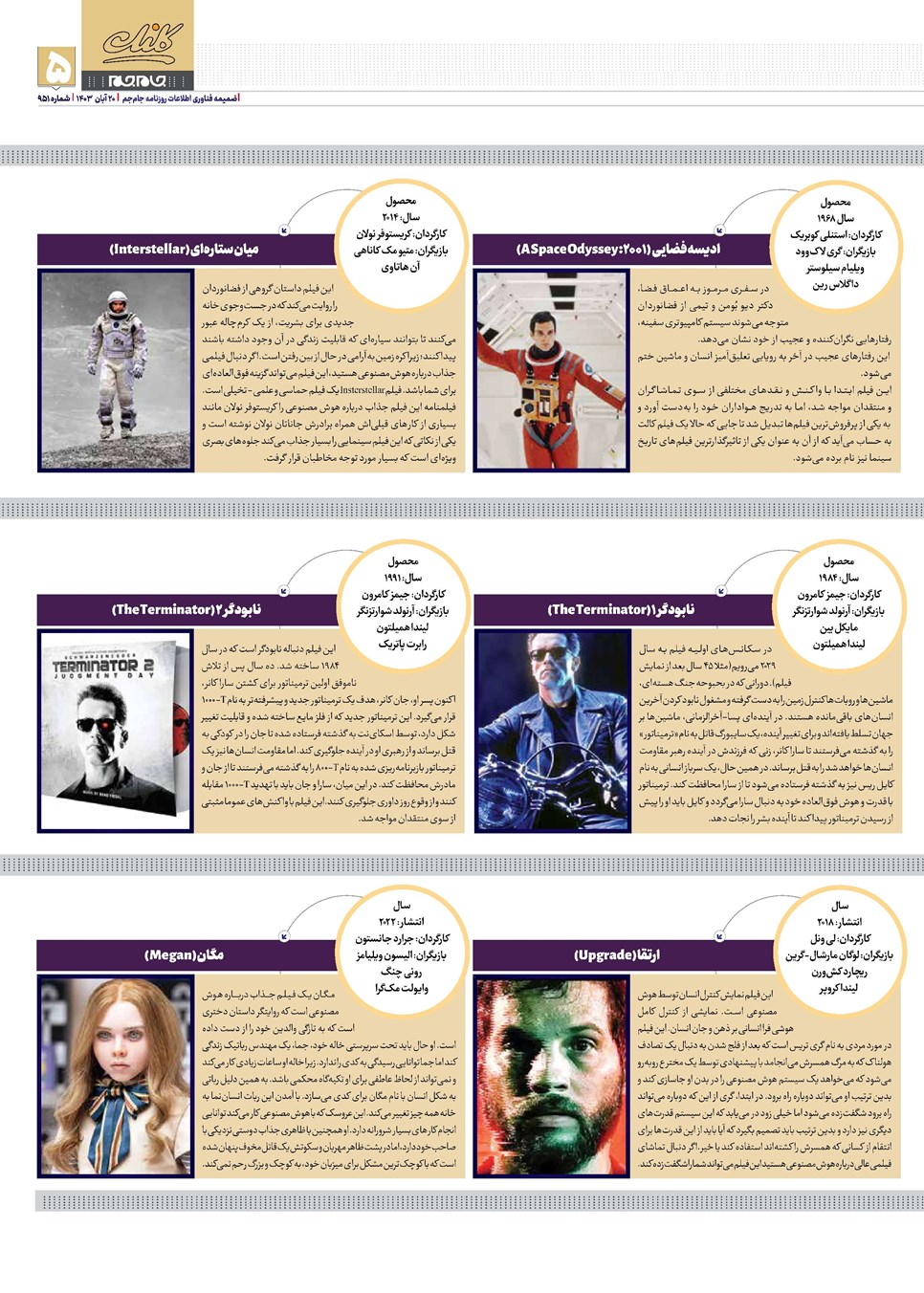 روزنامه تاریخ ۲۰ آبان ۱۴۰۳
