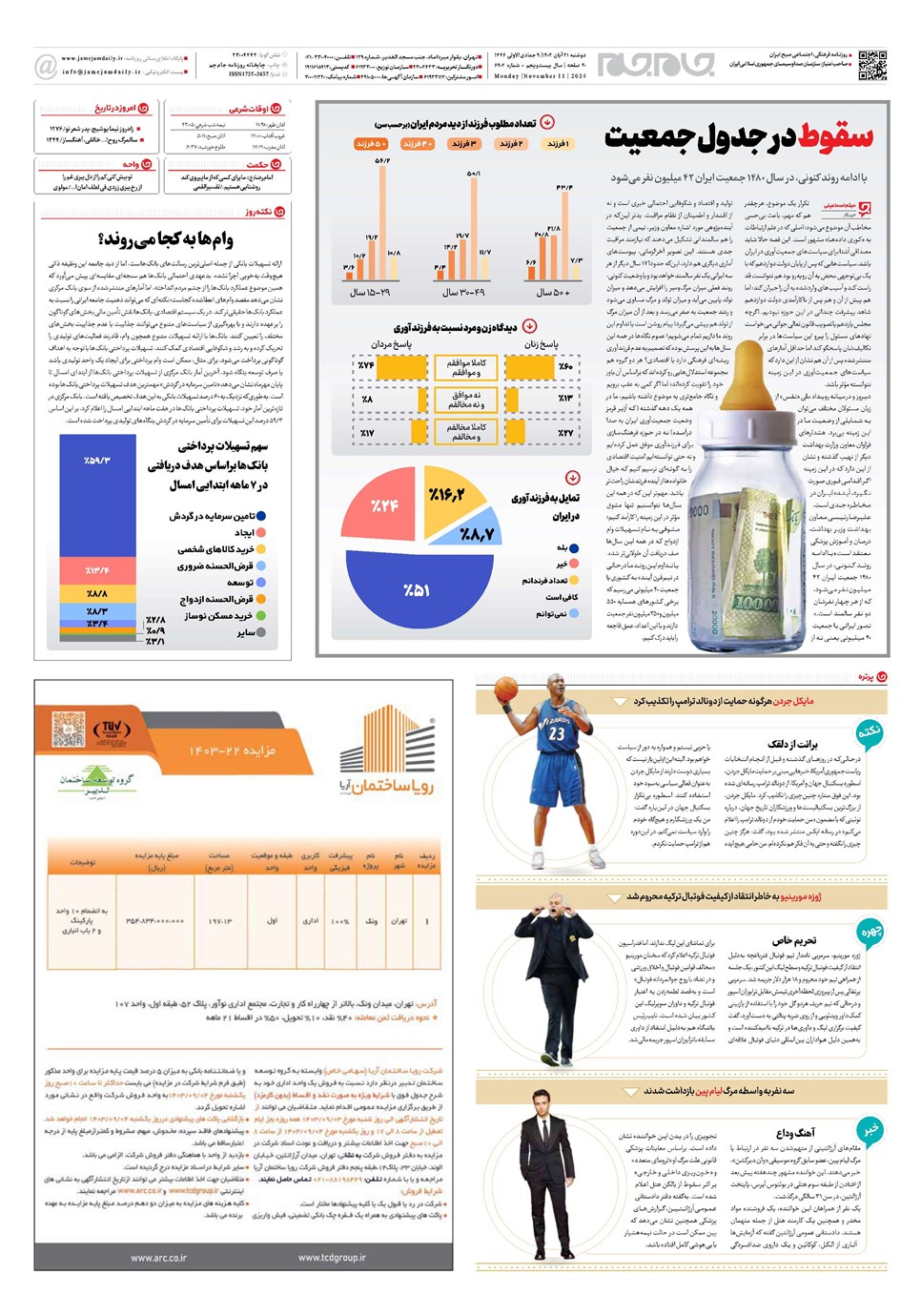 روزنامه تاریخ ۲۱ آبان ۱۴۰۳