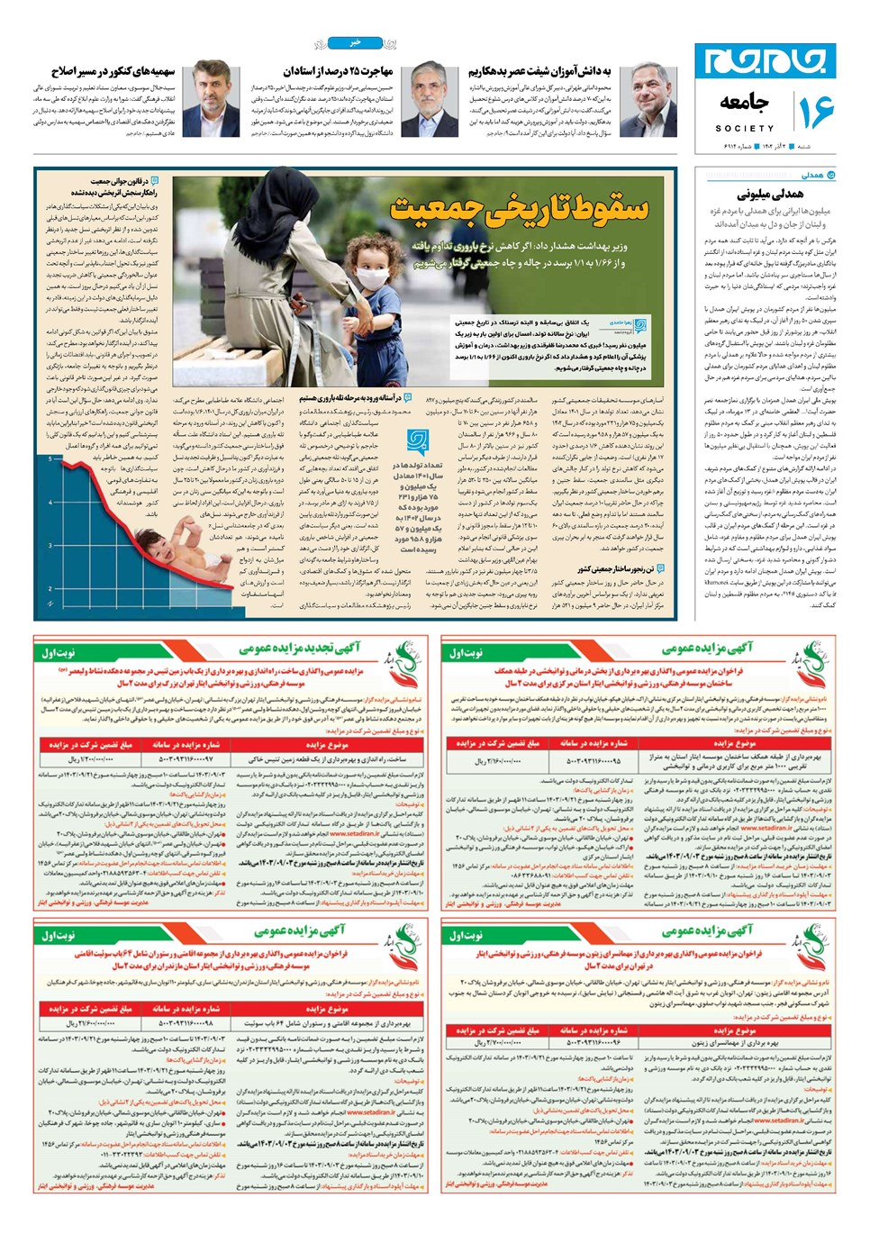 روزنامه تاریخ ۳ آذر ۱۴۰۳