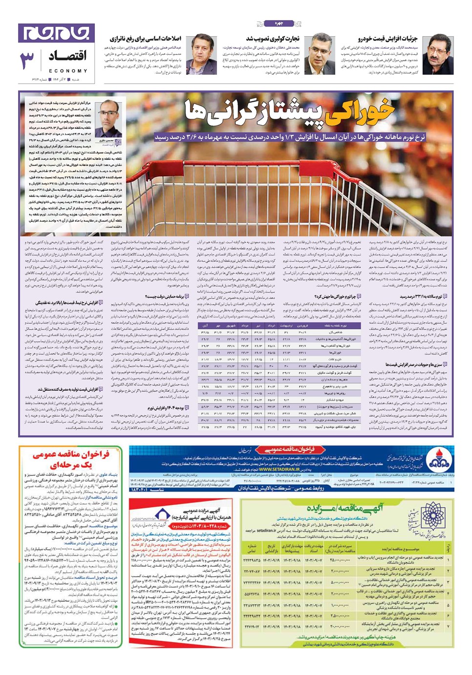 روزنامه تاریخ ۳ آذر ۱۴۰۳