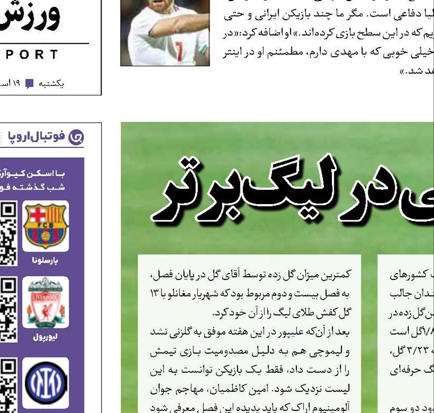 بحرانی به نام گلزنی در لیگ‌برتر 