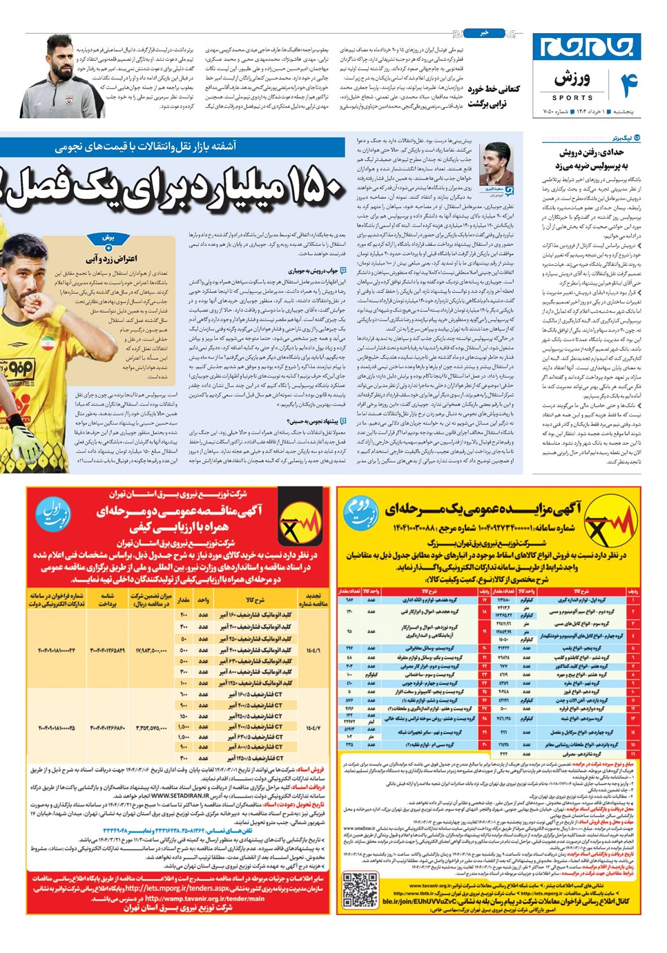 روزنامه تاریخ ۲ خرداد ۱۴۰۴