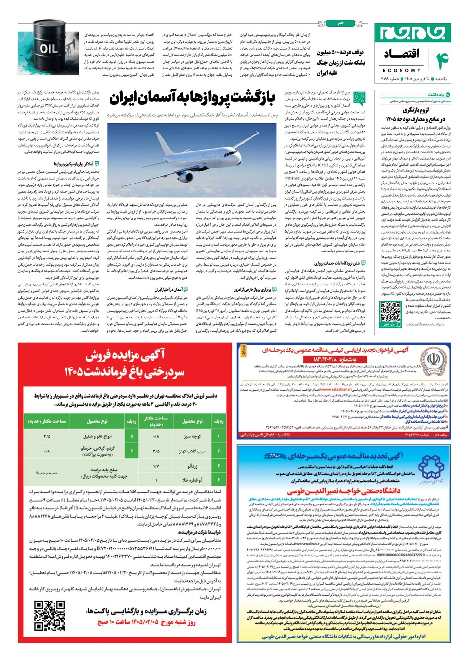 روزنامه تاریخ ۳۰ فروردین ۱۴۰۵