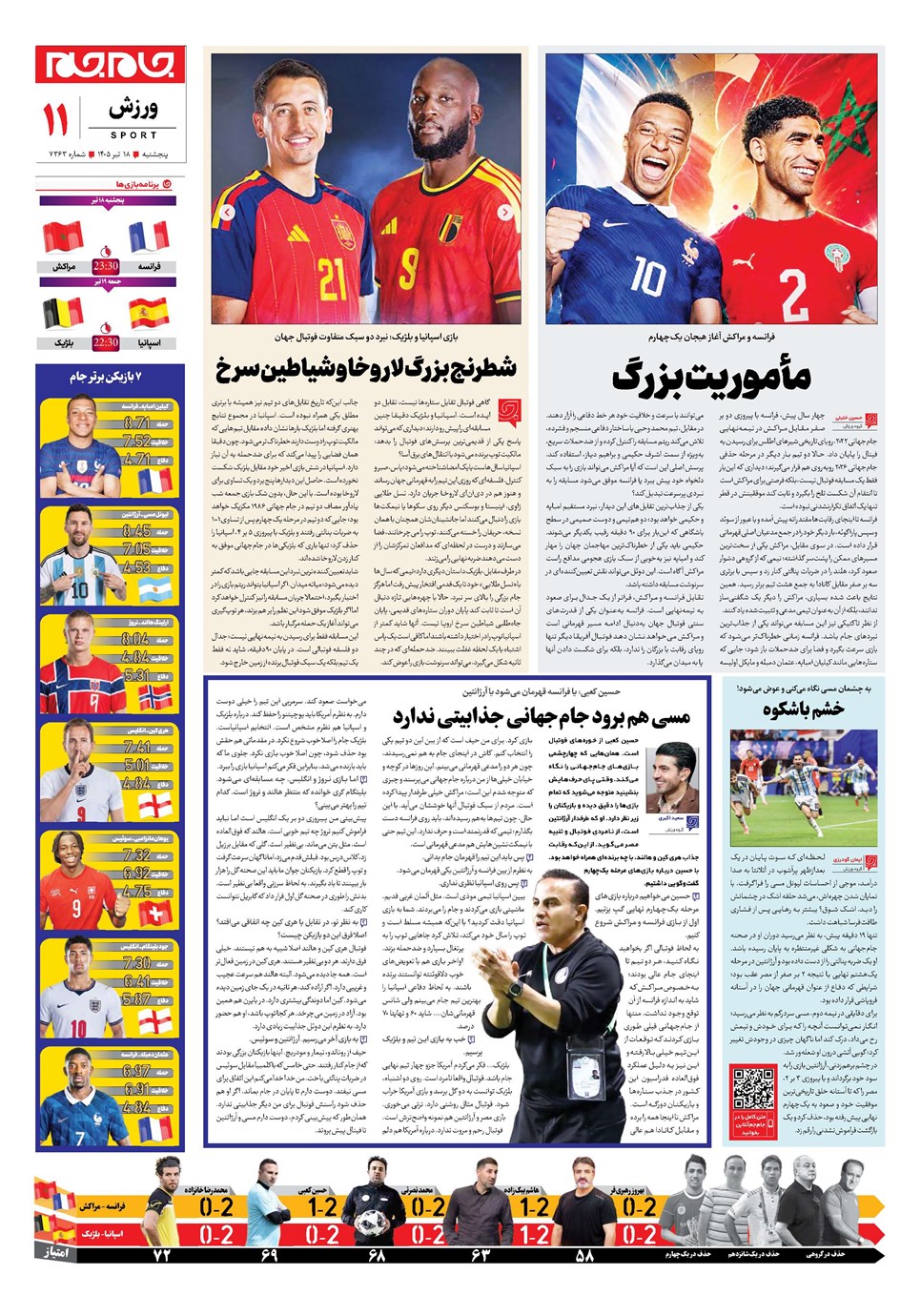 روزنامه تاریخ ۱۸ تیر ۱۴۰۵