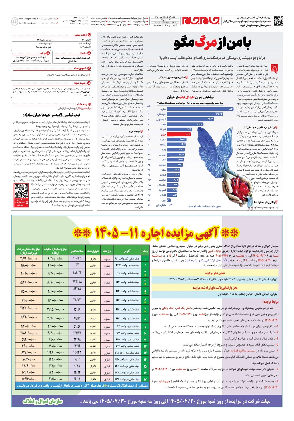روزنامه تاریخ ۲۰ تیر ۱۴۰۵