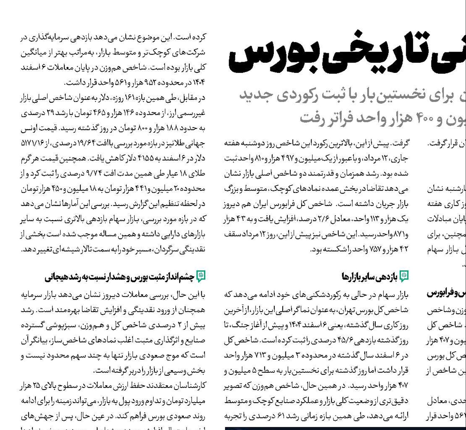 رکوردشکنی تاریخی بورس