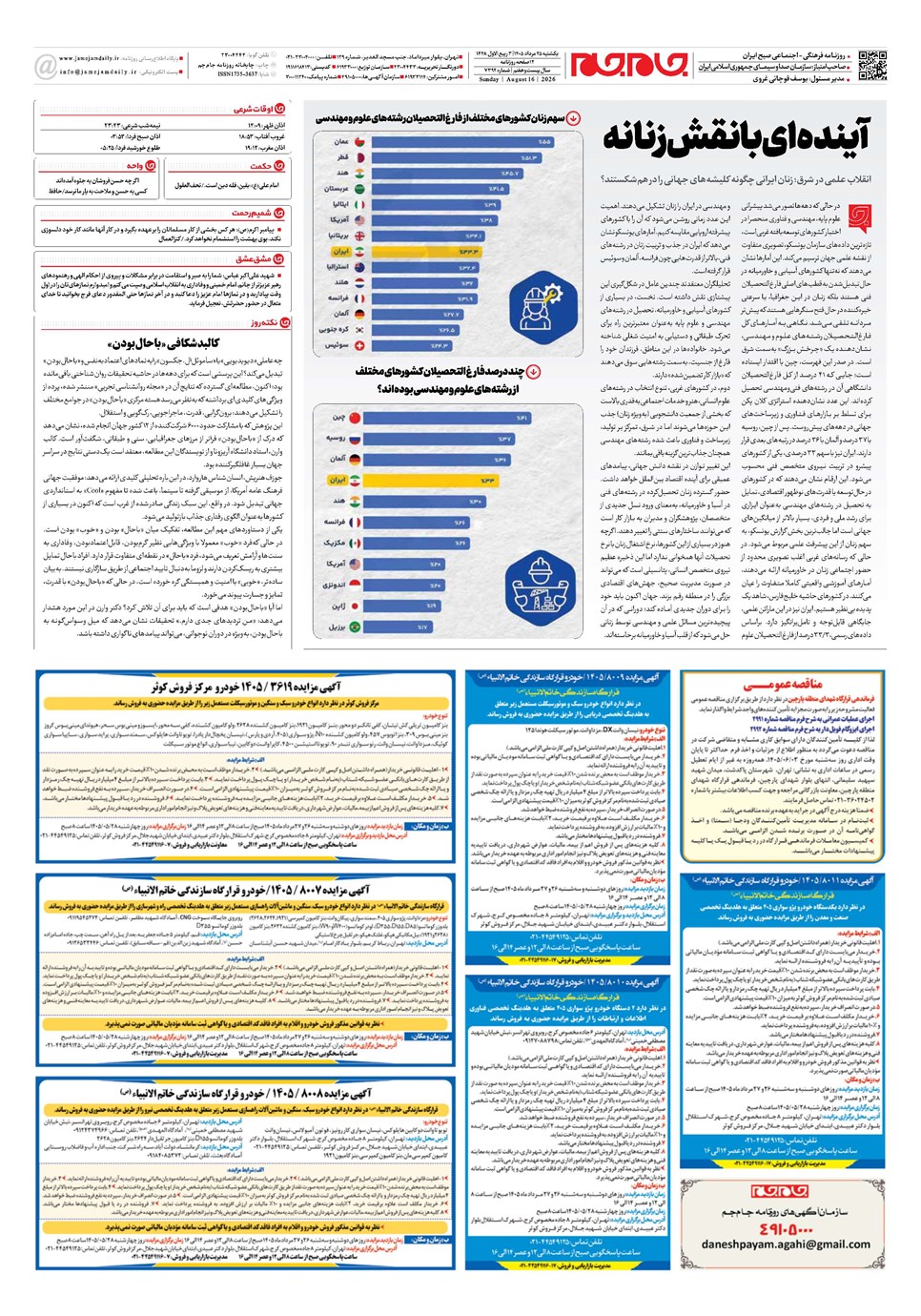 روزنامه تاریخ ۲۵ مرداد ۱۴۰۵