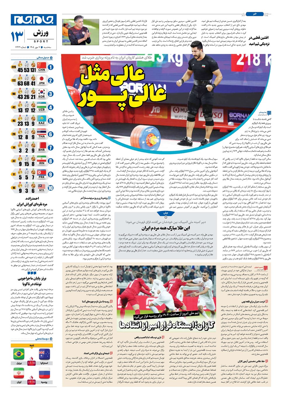 روزنامه تاریخ ۷ مهر ۱۴۰۵