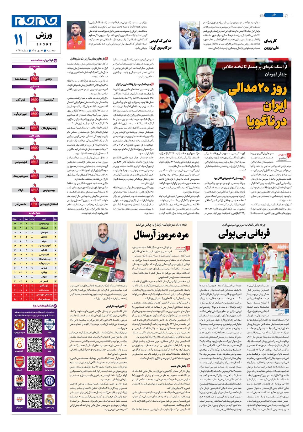 روزنامه تاریخ ۳۰ مهر ۱۴۰۵
